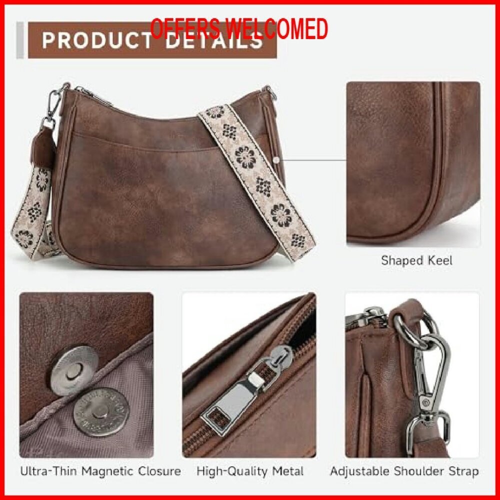 Trendy Vegan Leather Crossbody Purse with Adjustable Strap, Spacious Design - Picture 5 of 8